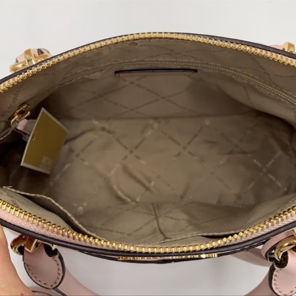 Michael Kors Jet Set Travel Medium Leather Dome Satchel Powder Blush Multi - Picture 15 of 16